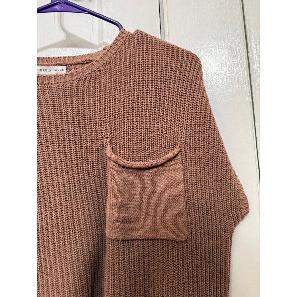 Sincerely Jules women’s size medium brown knit shirt - Picture 3 of 7